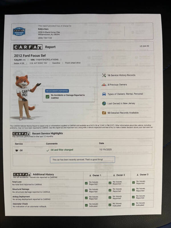 2012 Ford Focus SEL