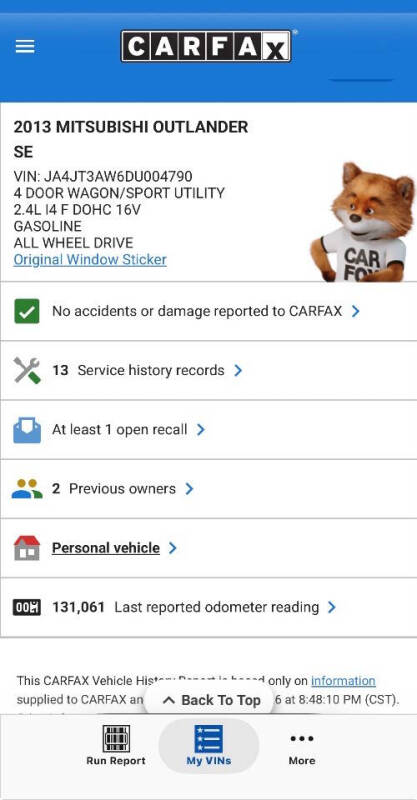 2013 Mitsubishi Outlander SE