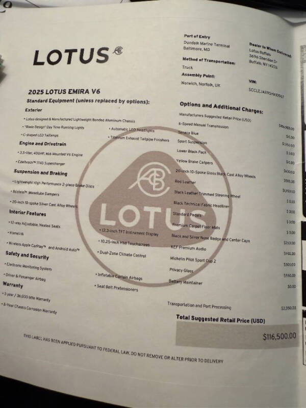 2025 Lotus Emira V6 Base
