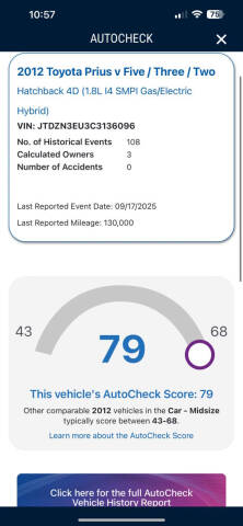 2012 Toyota Prius v Three