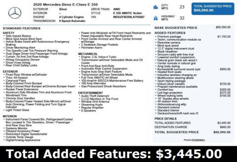 2020 Mercedes-Benz E-Class E 350 4MATIC