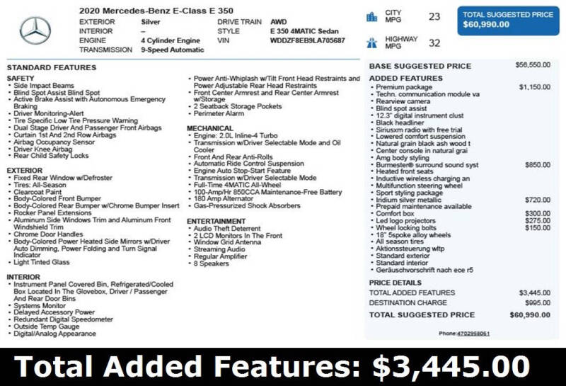 2020 Mercedes-Benz E-Class E 350 4MATIC