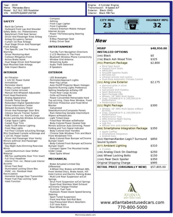 2019 Mercedes-Benz SLC SLC 300