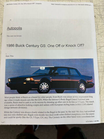 1986 Buick Century Custom