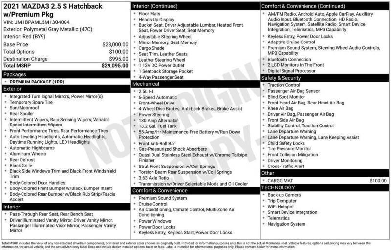2021 Mazda Mazda3 Hatchback Premium