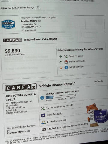 2015 Toyota Corolla S Plus