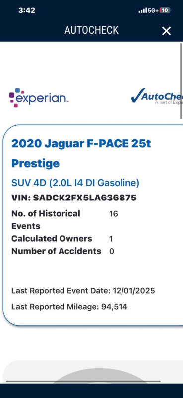 2020 Jaguar F-PACE 25t Prestige