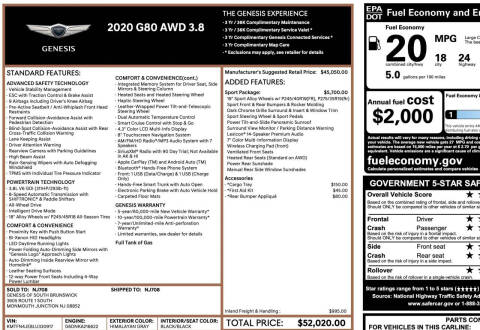 2020 Genesis G80