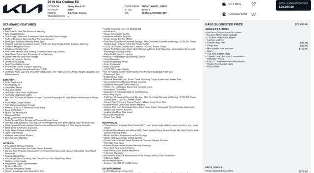 2019 Kia Optima EX