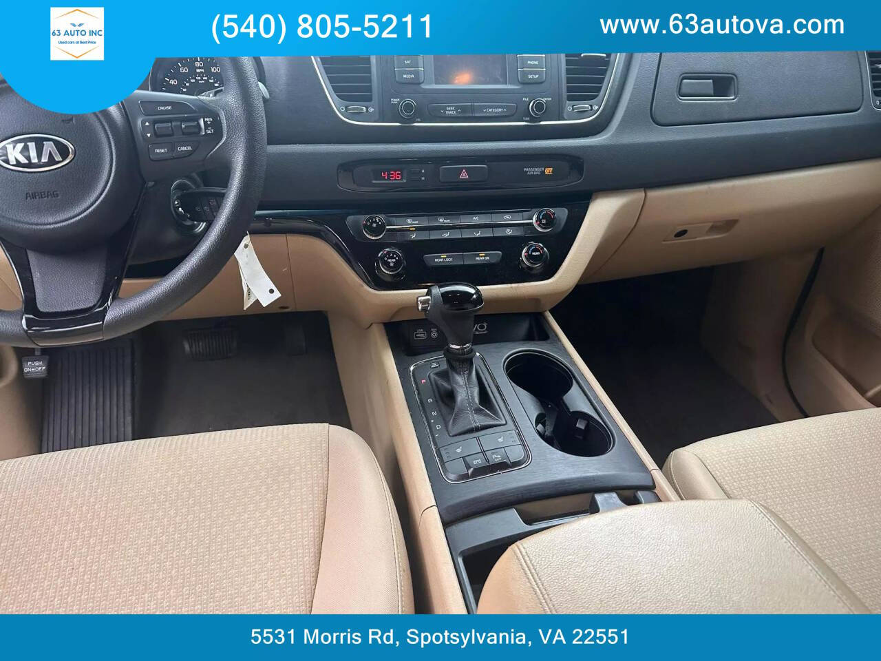 2016 Kia Sedona for sale at 63 Auto Inc in Spotsylvania, VA