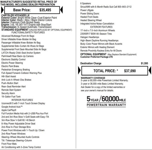2023 Chrysler Voyager LX
