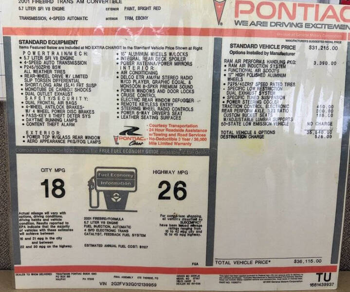 2001 Pontiac Firebird Trans Am