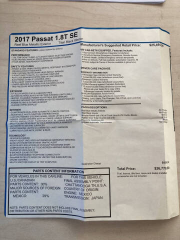 2017 Volkswagen Passat 1.8T SE