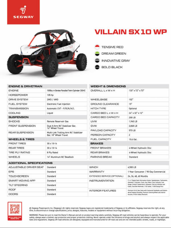 2024 Segway Villian SX10