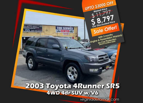 2003 Toyota 4Runner for sale at Virginia Auto Mall in Woodford VA