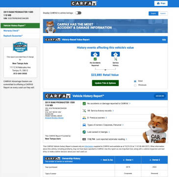 2019 RAM ProMaster 1500 118 WB