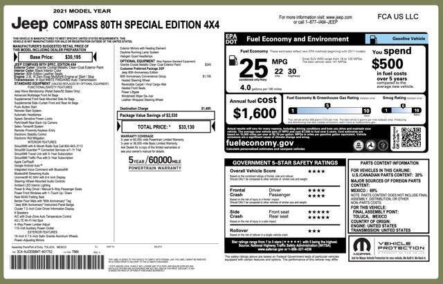 2021 Jeep Compass 80th Anniversary Edition