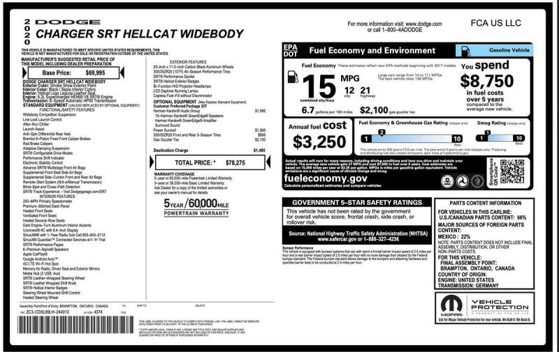 2020 Dodge Charger SRT Hellcat