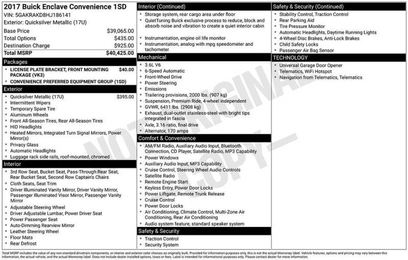 2017 Buick Enclave Convenience