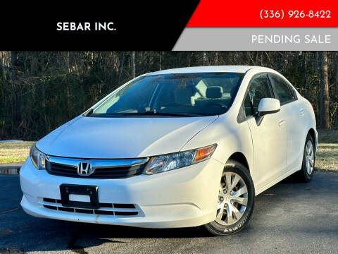 2012 Honda Civic for sale at Sebar Inc. in Greensboro NC