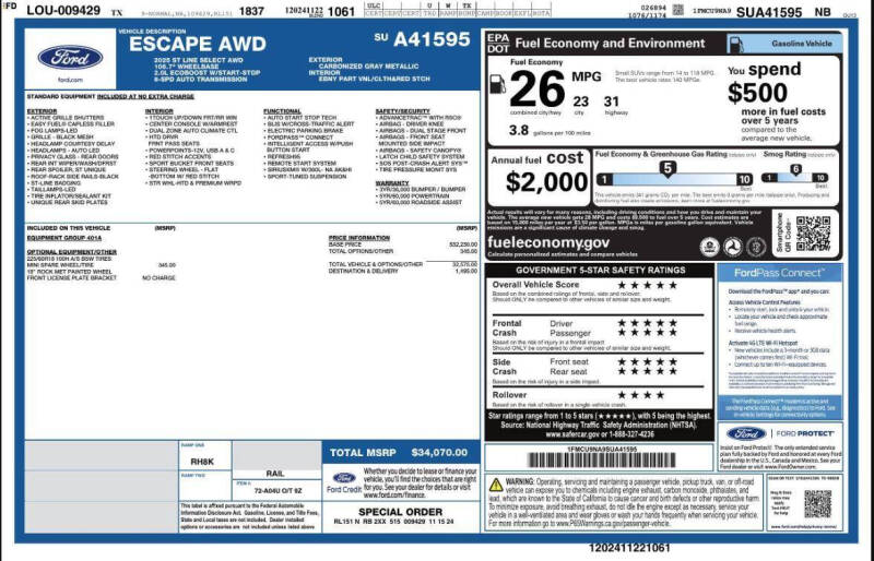 2025 Ford Escape ST-Line Select