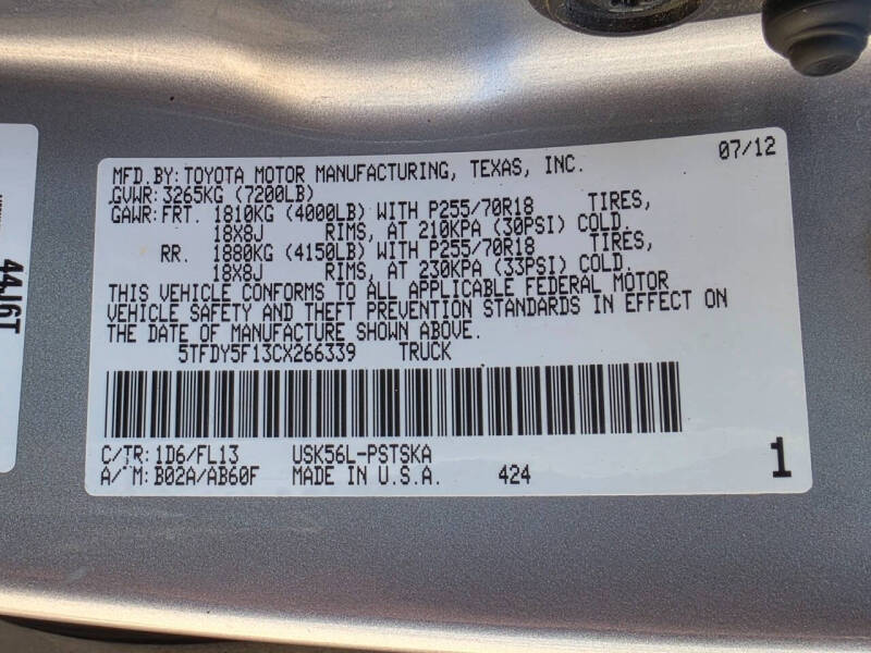 2012 Toyota Tundra Grade