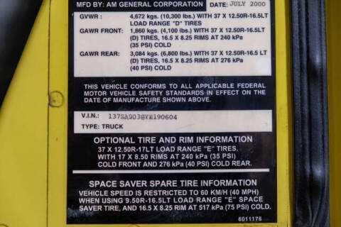 2000 AM General Hummer Open Top