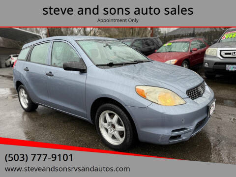 2003 Toyota Matrix for sale at steve and sons auto sales in Happy Valley OR