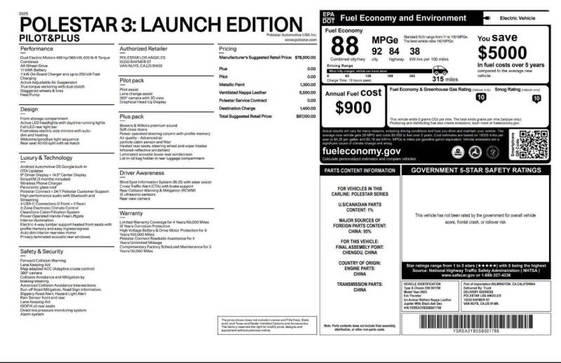 2025 Polestar 3 Launch Edition