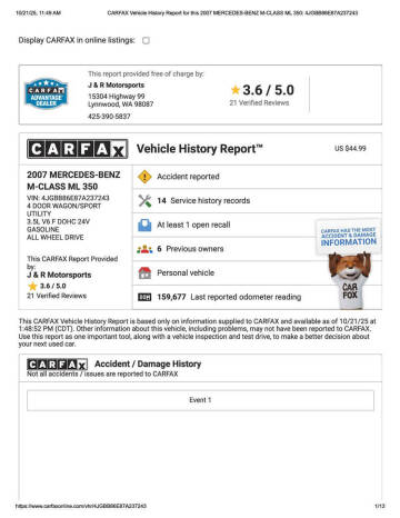 2007 Mercedes-Benz M-Class ML 350