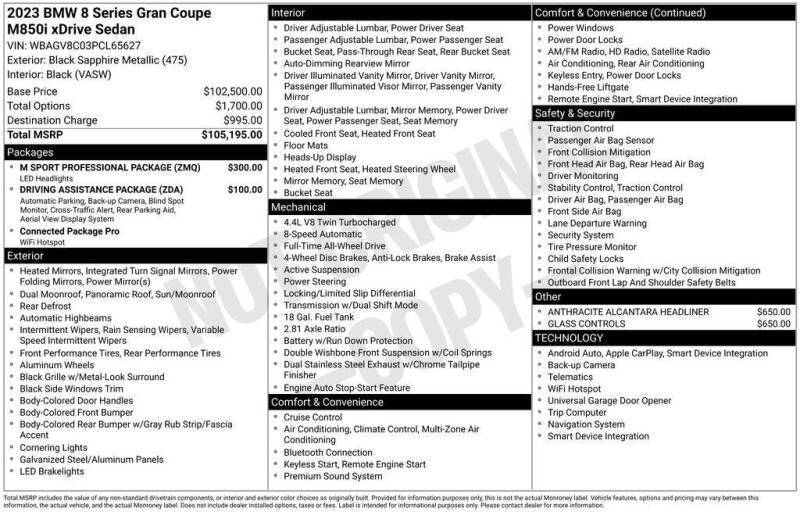 2023 BMW 8 Series M850i xDrive Gran Coupe