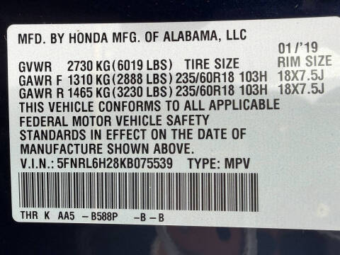 2019 Honda Odyssey LX