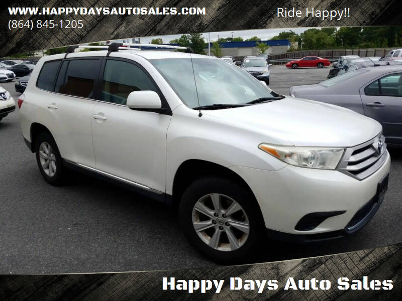 2012 Toyota Highlander for sale at Happy Days Auto Sales in Piedmont SC