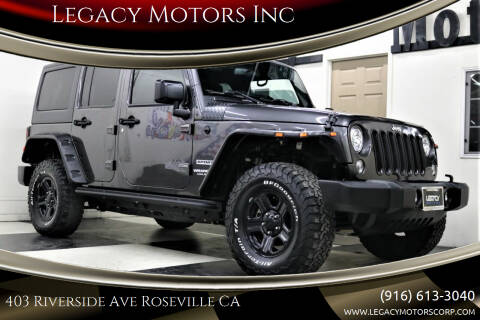 2017 Jeep Wrangler Unlimited for sale at Legacy Motors Inc in Roseville CA