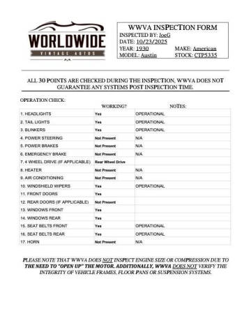 1930 American Motors Austin