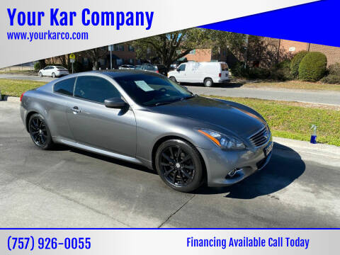 2012 Infiniti G37 Coupe for sale at Your Kar Company in Norfolk VA