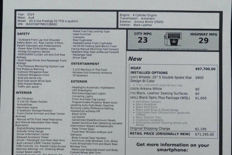 2024 Audi Q5 e quattro S line Prestg 55 TFSI