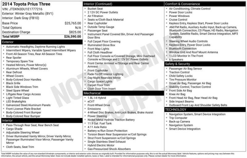 2014 Toyota Prius Three