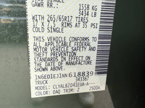 2022 Nissan Frontier SV