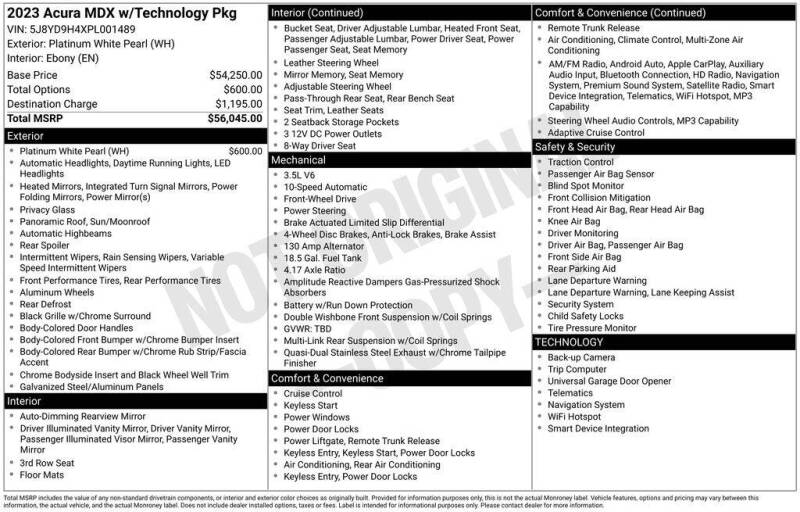 2023 Acura MDX w/Tech