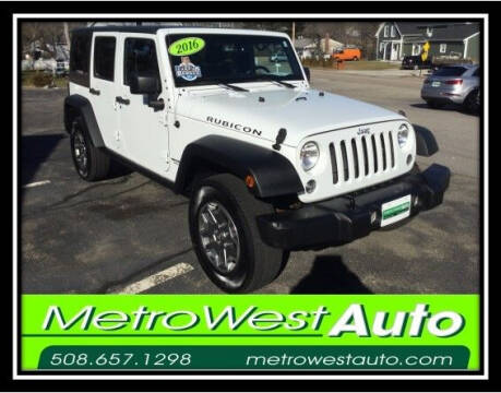 2016 Jeep Wrangler Unlimited for sale at Metro West Auto in Bellingham MA