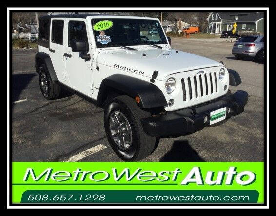 2016 Jeep Wrangler Unlimited for sale at Metro West Auto in Bellingham MA