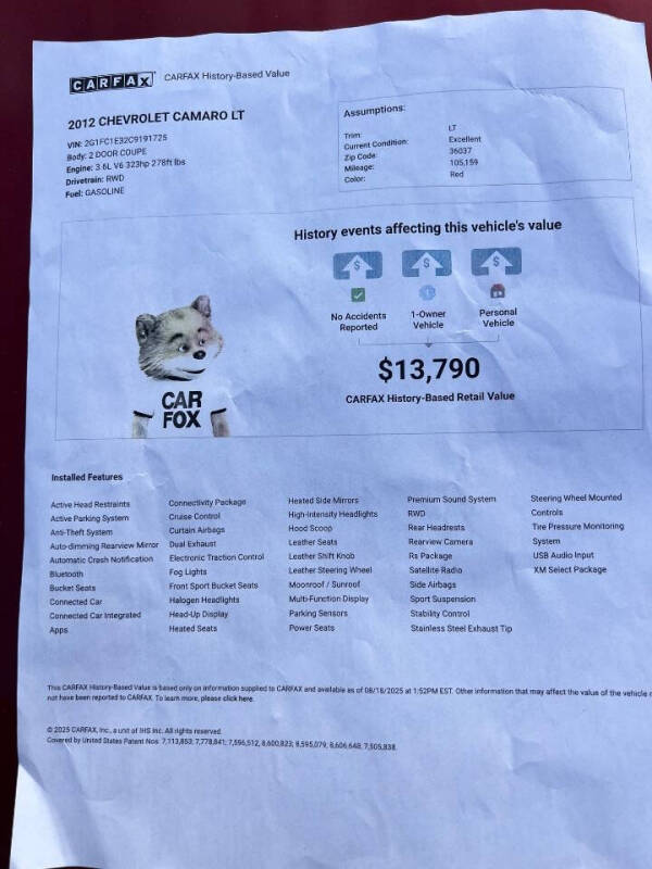 2012 Chevrolet Camaro LT