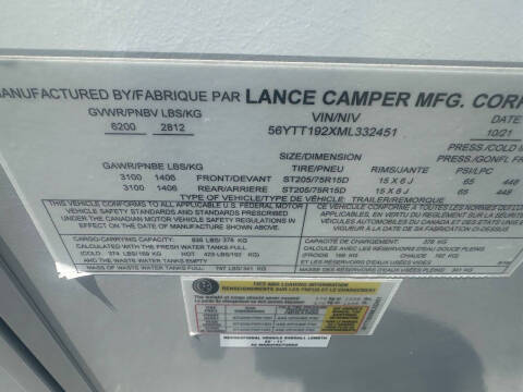 2021 Lance Camper 1994
