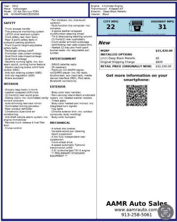 2012 Volkswagen CC Lux PZEV