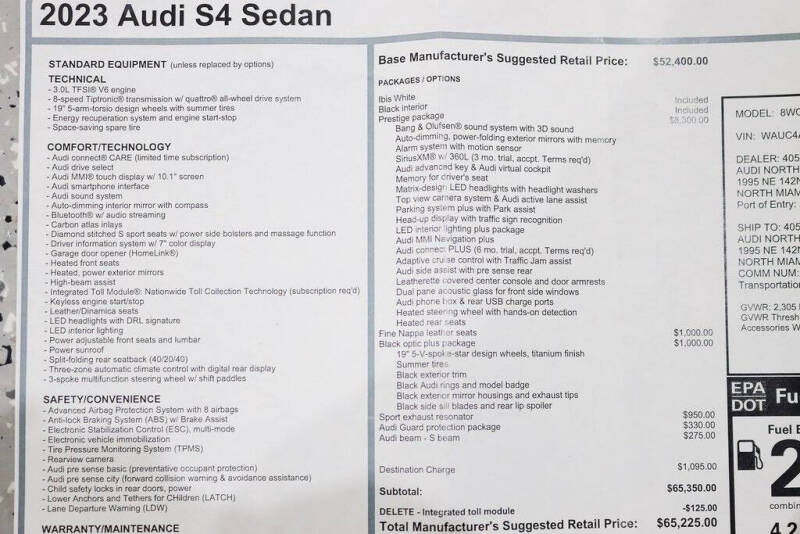 2023 Audi S4 3.0T quattro Prestige
