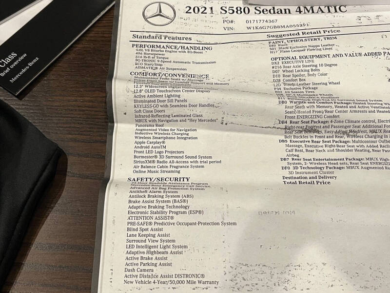 2021 Mercedes-Benz S-Class S 580 4MATIC