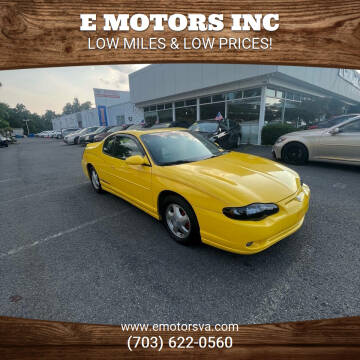 2002 Chevrolet Monte Carlo for sale at E Motors INC in Vienna VA