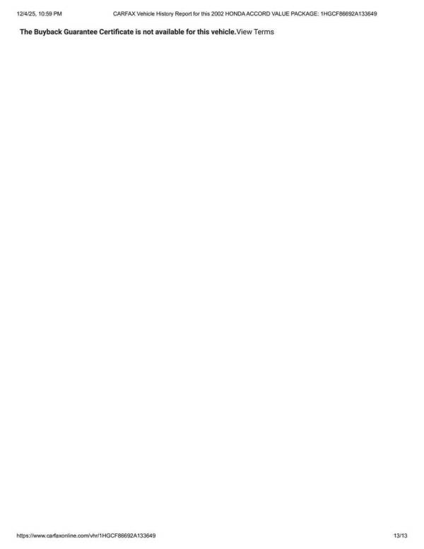 2002 Honda Accord Value Package