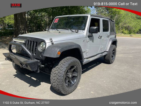 2012 Jeep Wrangler Unlimited for sale at CRAIGE MOTOR CO in Durham NC